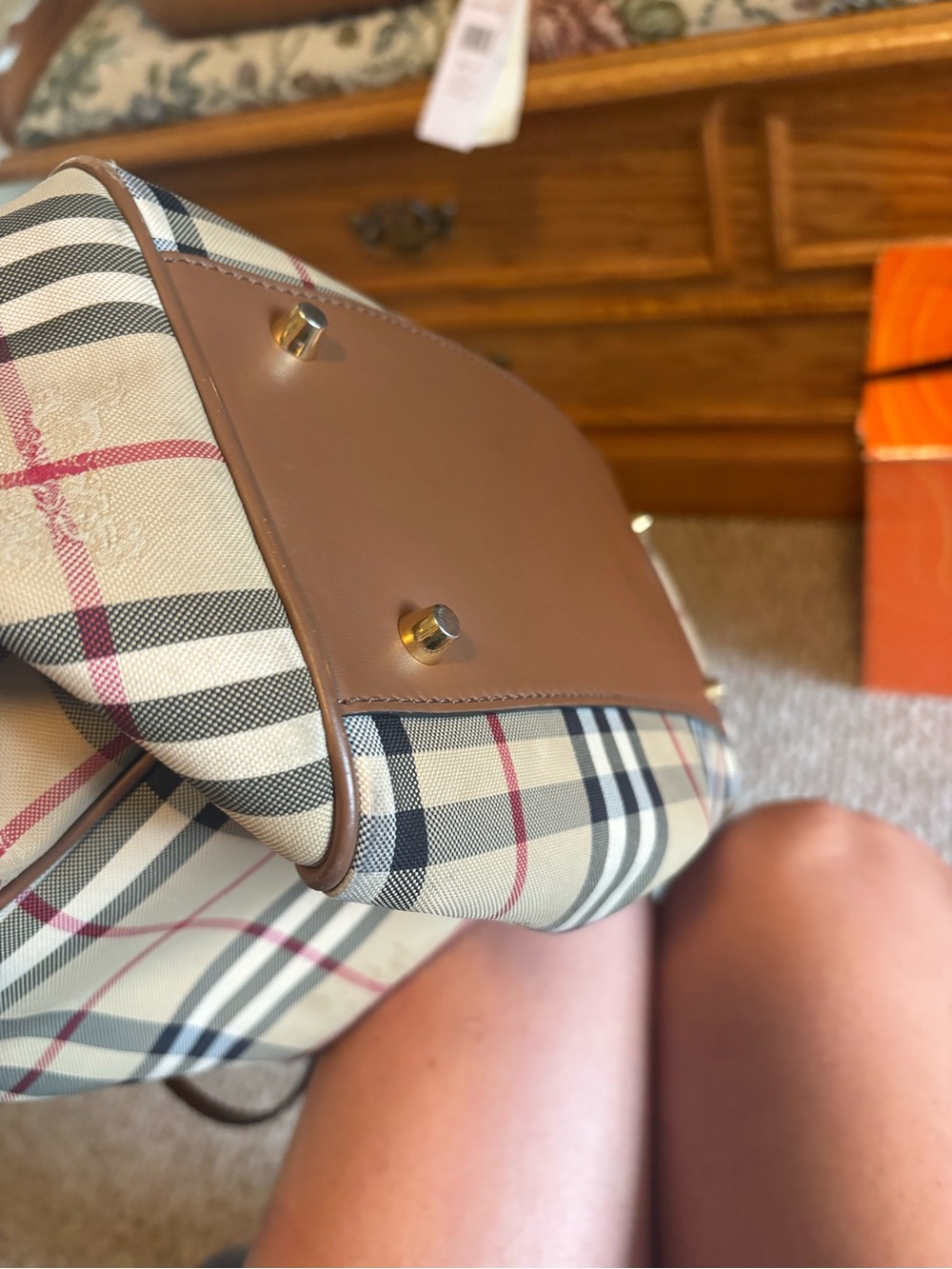 Burberry Tan and Red Check Shoulder Bag - Picture 11 of 15